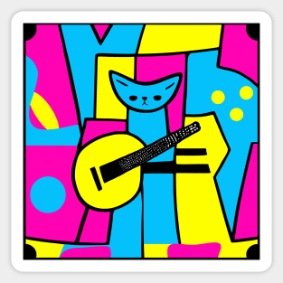 Retro Guitar Kitty Sticker